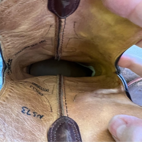 CORRAL RUSTIC DISTRESSED LAMB LEATHER SNIP TOE COWBOY BOOTS SIZE 7 EUC - Picture 10 of 12